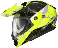 Scorpion EXO-AT960 Topographic Helmet -Sena Store scorpion exoat960 topographic helmet black hi viz yellow