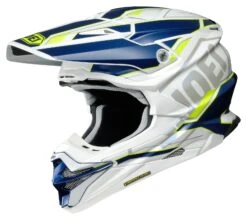 Shoei VFX-EVO Allegiant Helmet -Sena Store shoei vfxevo allegiant helmet white blue yellow