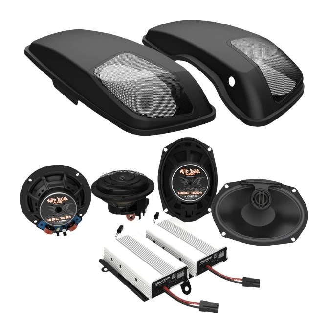 Wild Boar By Hogtunes Front Speakers, Lids, & 400 Watt Amp Kit For Harley Touring 2014-2023 3 Wild Boar By Hogtunes Front Speakers, Lids, & 400 Watt Amp Kit For Harley Touring 2014-2023